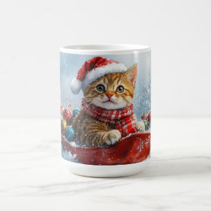 Mug Chat abyssin en traîneau Laissez neige Noël