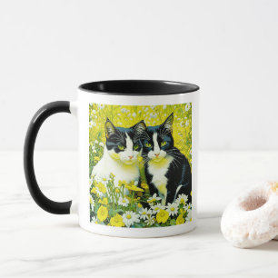 Mug Chat adorable personnalisé dans un champ de margue