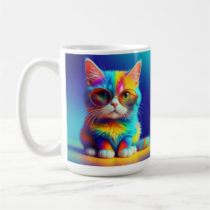 Mug Chat Arc-en-Ciel Avec Lunettes Portrait-47567