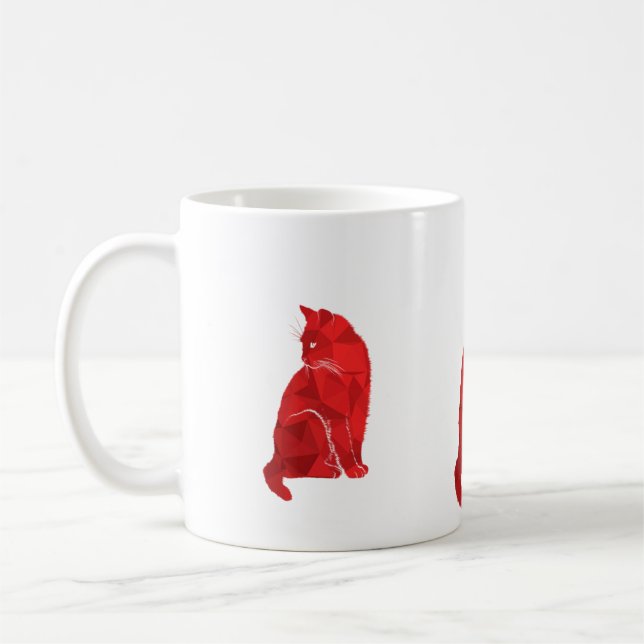 Mug Chat Art déco rouge (Gauche)