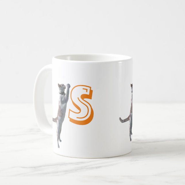 Mug - Chat avec initiale et nom (Devant gauche)