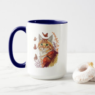 Mug Chat avec papillons Monarch