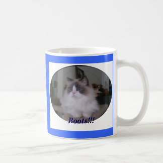 Mug Chat bicolore bleu de Ragdoll, bottes ! ! !
