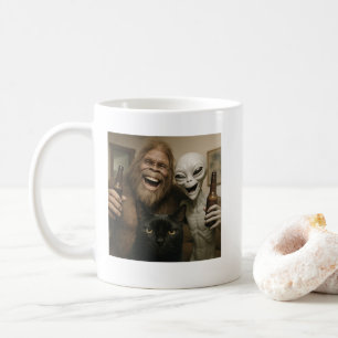 Mug Chat Bigfoot Alien Selfie BFF Drôle Photo Avec OVN