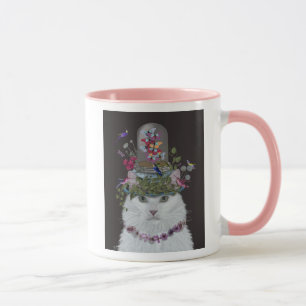 Mug Chat blanc avec cloche à papillon
