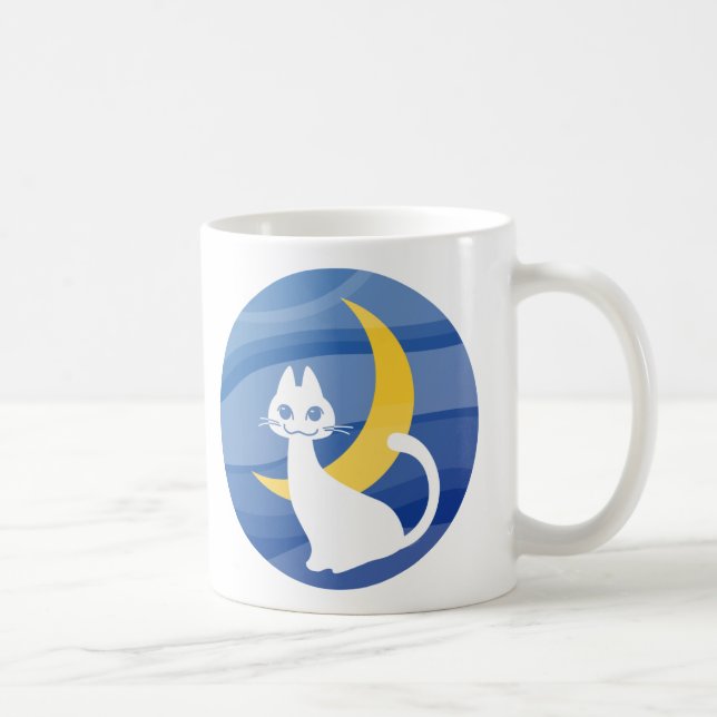 Mug Chat blanc de la lune (Droite)