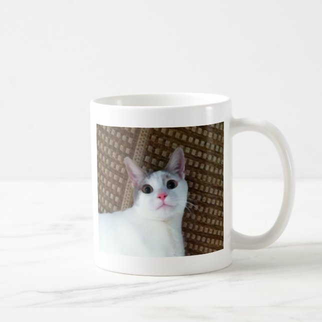 Mug Chat blanc étonné (Droite)