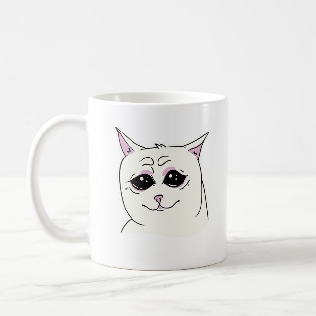MUG CHAT BLANC SIGMA SAD FACE ANIMAL (Gauche)
