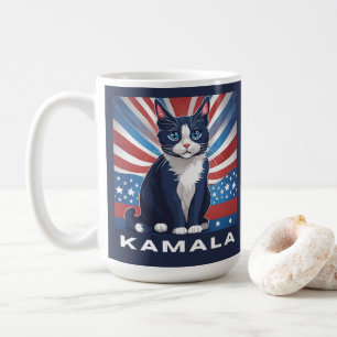 Mug Chat bleu pour Kamala 2024 Démocrate aux élections