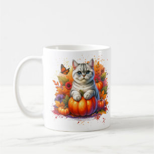 Mug Chat britannique Shorthair avec Citrouille