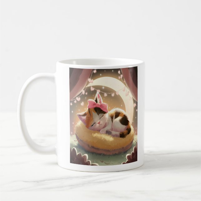 Mug Chat calico dormant, chatte cuite nap (Gauche)
