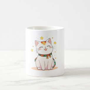 Mug Chat Chanceux avec Étoiles Design Kawaii