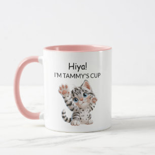 Mug Chat Chaton Tigré Mignon qui Agite la Main P