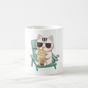 Mug Chat Chibi Mignon avec des Lunettes de Soleil Buva