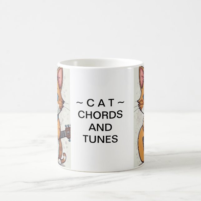 Mug Chat ~ Chords et Tunes mignon Tomcat jouer de la g (Centre)