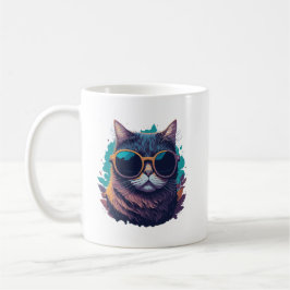 Mug Chat cool avec lunettes de soleil
