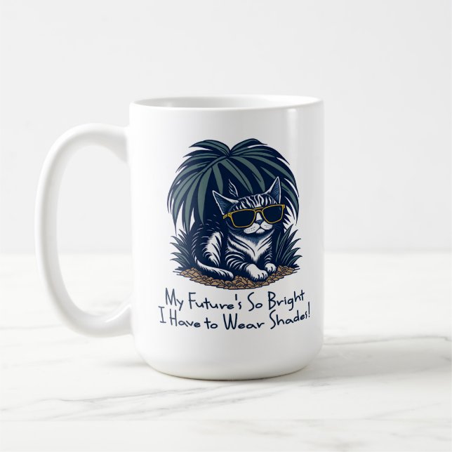 Mug Chat Cool diplômé personnalisé avec lunettes de so (Gauche)