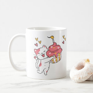 Mug Chat Cute Kawaii avec cupcake