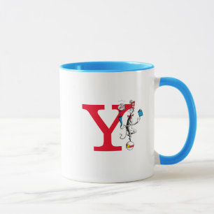 Mug Chat dans l'acte d'équilibre monogramme Y