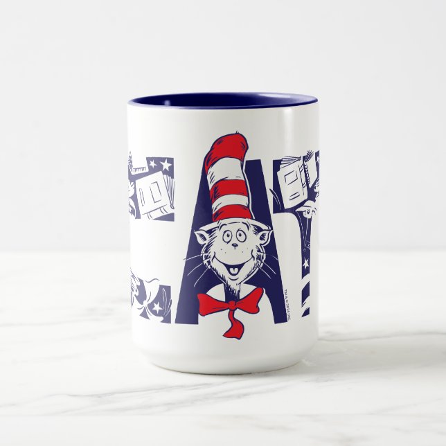 Mug Chat dans le Casquette | Texte de la face du chat (Centre)