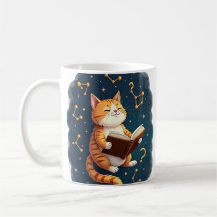 Mug Chat Dans L'espace Lisant Un Livre Cosmic Booktok 