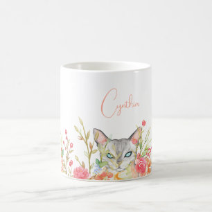 Mug Chat dans un jardin Customisé