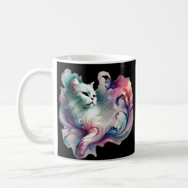 Mug Chat d'aquarelle éthérée (Gauche)