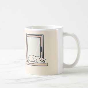 Mug Chat de couchage minimaliste sur le rebord de fenê