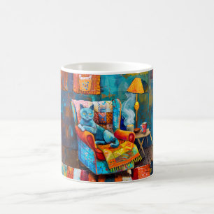 Mug Chat de dessin animé confortablement installé dans