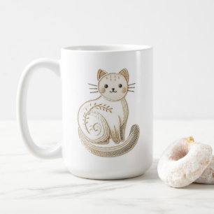 Mug Chat de Kitty Neutre Brodé Boho