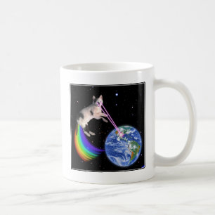 Mug Chat de l'espace arc-en-ciel laser