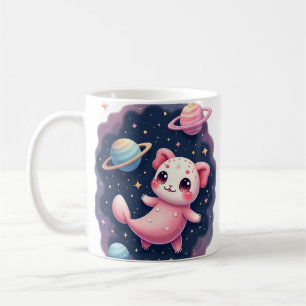 Mug Chat de l'espace axolotl galactique Kawaii Autocol