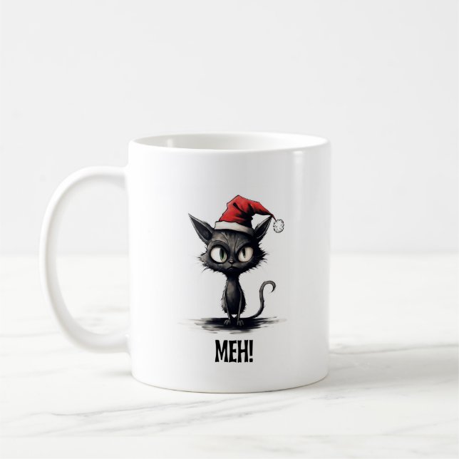 Mug Chat de Noël amusant (Gauche)