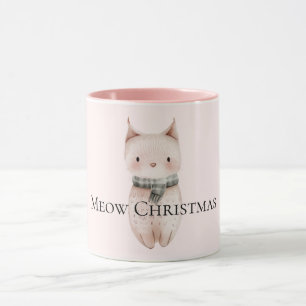 Mug Chat de Noël rose vif