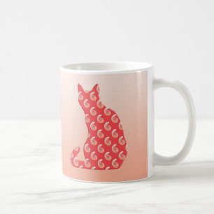 Mug Chat de Paisley - nuances de l'orange de corail