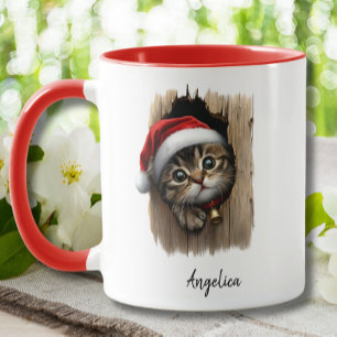 Mug Chat de Pékin de Noël mignon avec chapeau de Père 