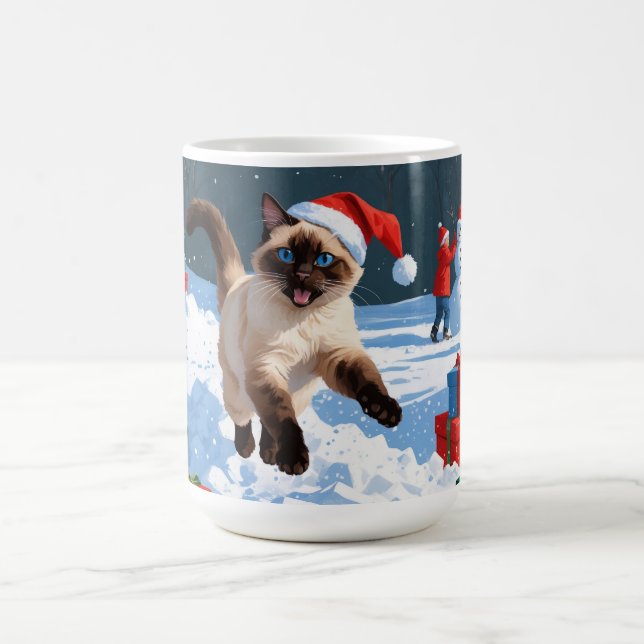 Mug Chat de Siamese coule en neige avec Casquette de N (Centre)