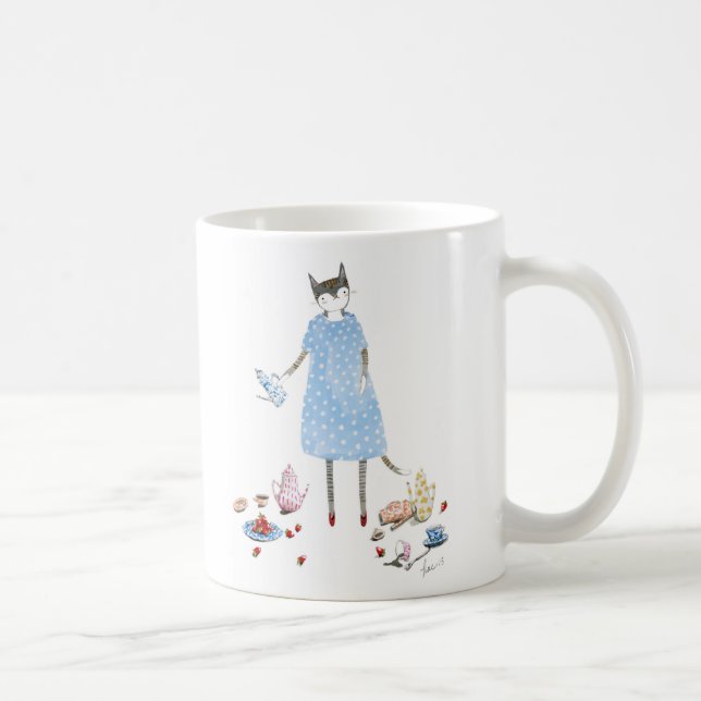 Mug Chat de thé dans une robe de marcheuse de Karen (Droite)