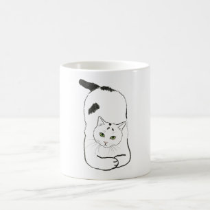 Mug Chat de yoga drôle étirement noir blanc