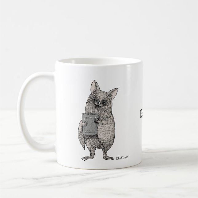 Mug Chat déplaisant avec livre Macabre Art Nom personn (Gauche)