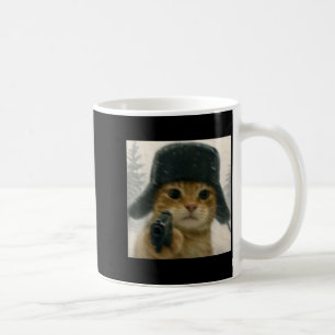 Mug Chat Drôle Portant un Chapeau Ushanka Mème Russe H