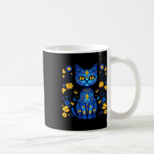 Mug Chat d'Ukraine floral drapeau ukrainien vintage vy