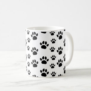 Mug Chat et Chien Mignons Empreintes de Patte Noir Bla