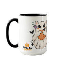Chat Fantôme mignon avec Citrouille | Éffrayant Ha