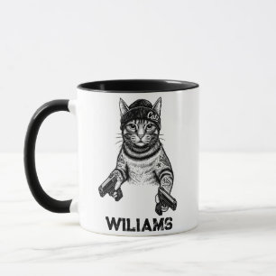 Mug Chat Gangster Tatoué Art Kitty Streetwear Cool