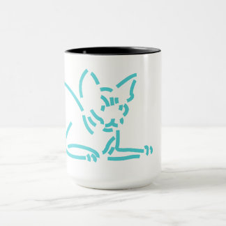 Mug Chat Géométrique Abstrait | Construction de Ligne
