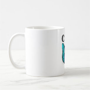 Mug Chat gravé vintage bloc de couleur graphique Desig