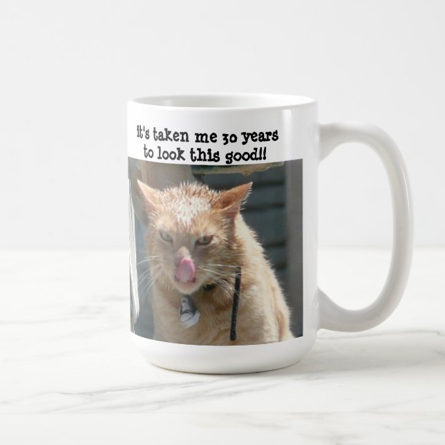 Mug Chat grincheux, 30 ans pour regarder ceci bon ! (Droite)