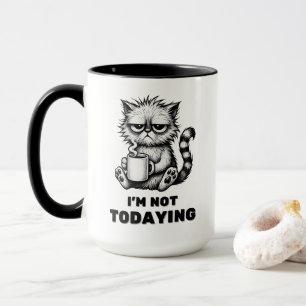 Mug Chat grincheux avec café Drôle style de dessin ani