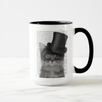 Chat gris avec chapeau supérieur